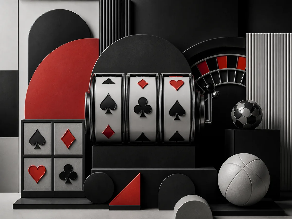Gulungan slot dan simbol kategori permainan dalam studio hitam putih